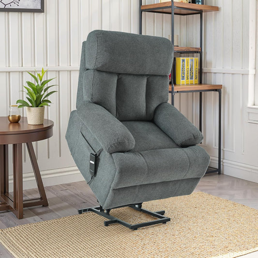 Recliner Chair Power Lift Massage Chair Full Body 23" Large Size Electric Recliner with Seniors, Home Theater Seating with Remote Control, Side Pocket, Spacious Seat, Dark Gray