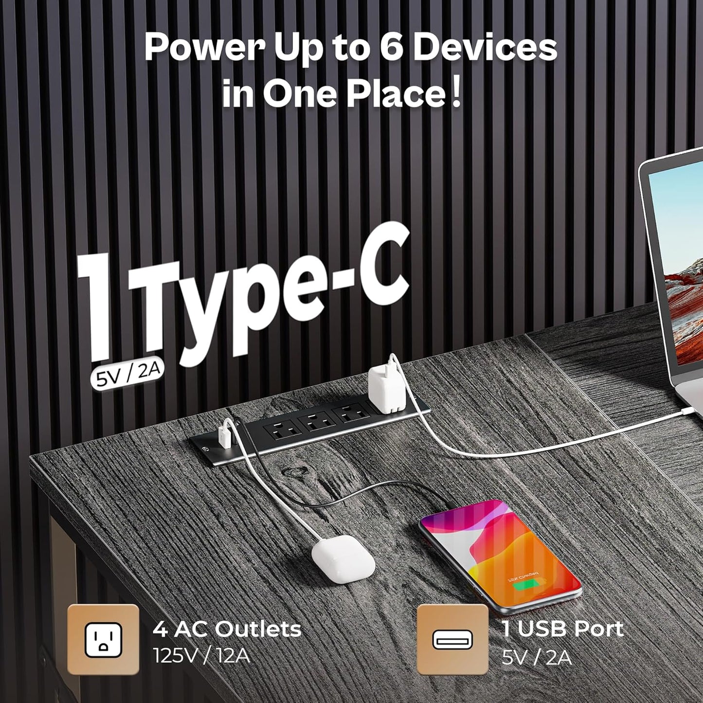 Huuger 63 Inch L Shaped Desk with Fabric Drawers, Reversible Computer Gaming Desk with Power Outlets and USB-C Port, Adjustable Side Storage Shelves, for Work Study Corner Home Office, Grey