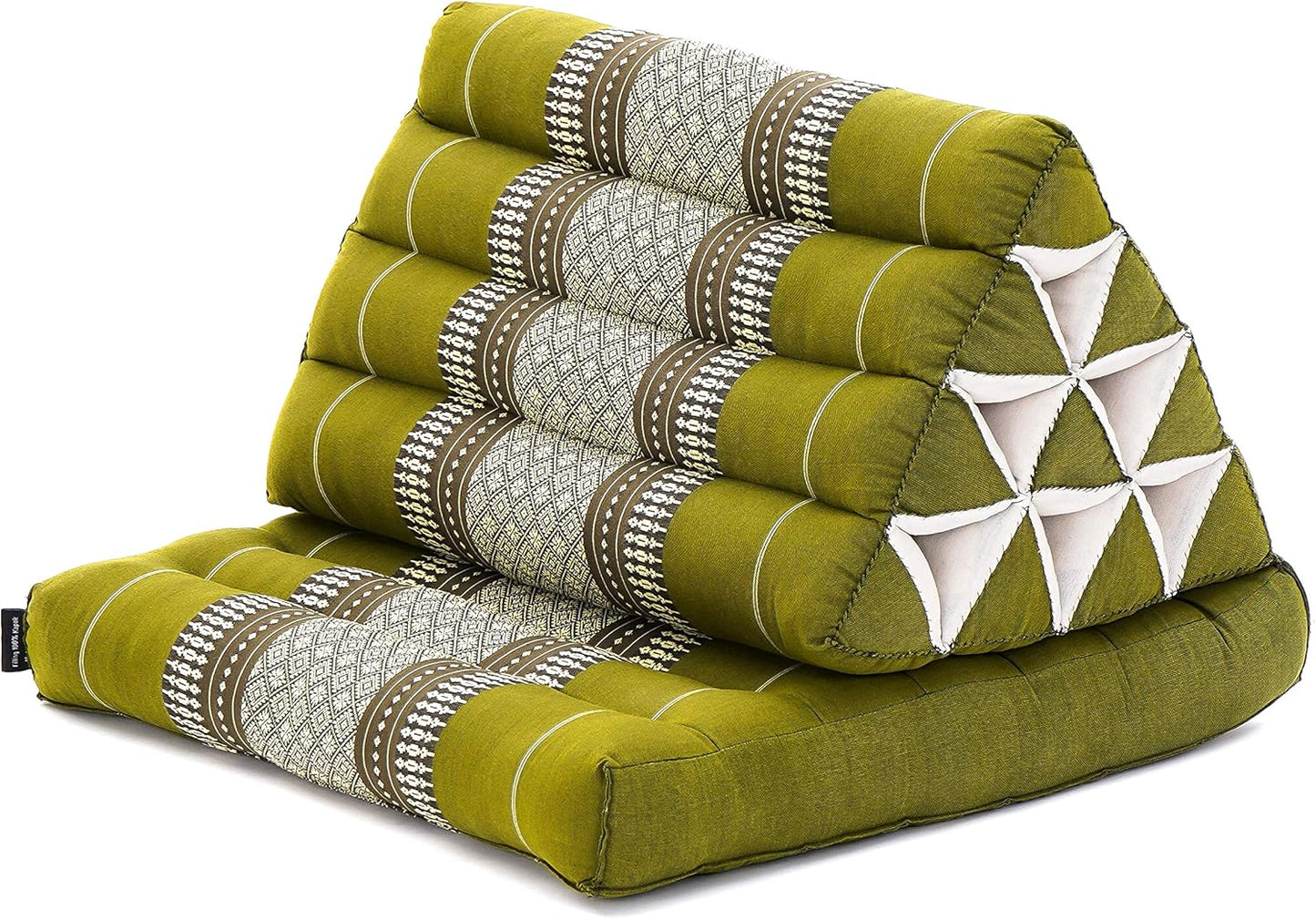 Leewadee 1-Fold Mat with Triangle Cushion – Comfortable TV Pillow, Foldable Mattress with Cushion Made of Kapok, 30 x 20 inches, Green