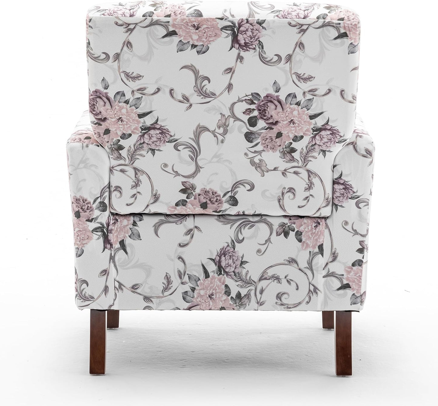 Container Furniture Direct Contemporary Accent Arm Chair with Birch Wood Frame and Velvet Upholstery, Armchair for Office and Living Room Decor, Removable Cushions, 06 Printed Fabric