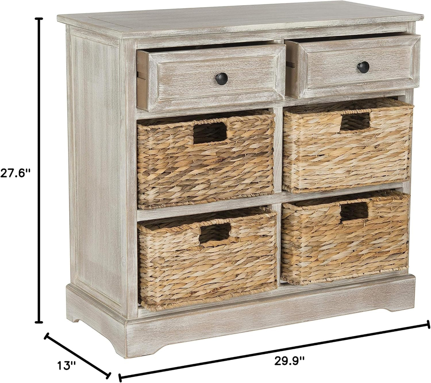 SAFAVIEH American Homes Collection Herman Whitewash Wicker Basket Storage Unit