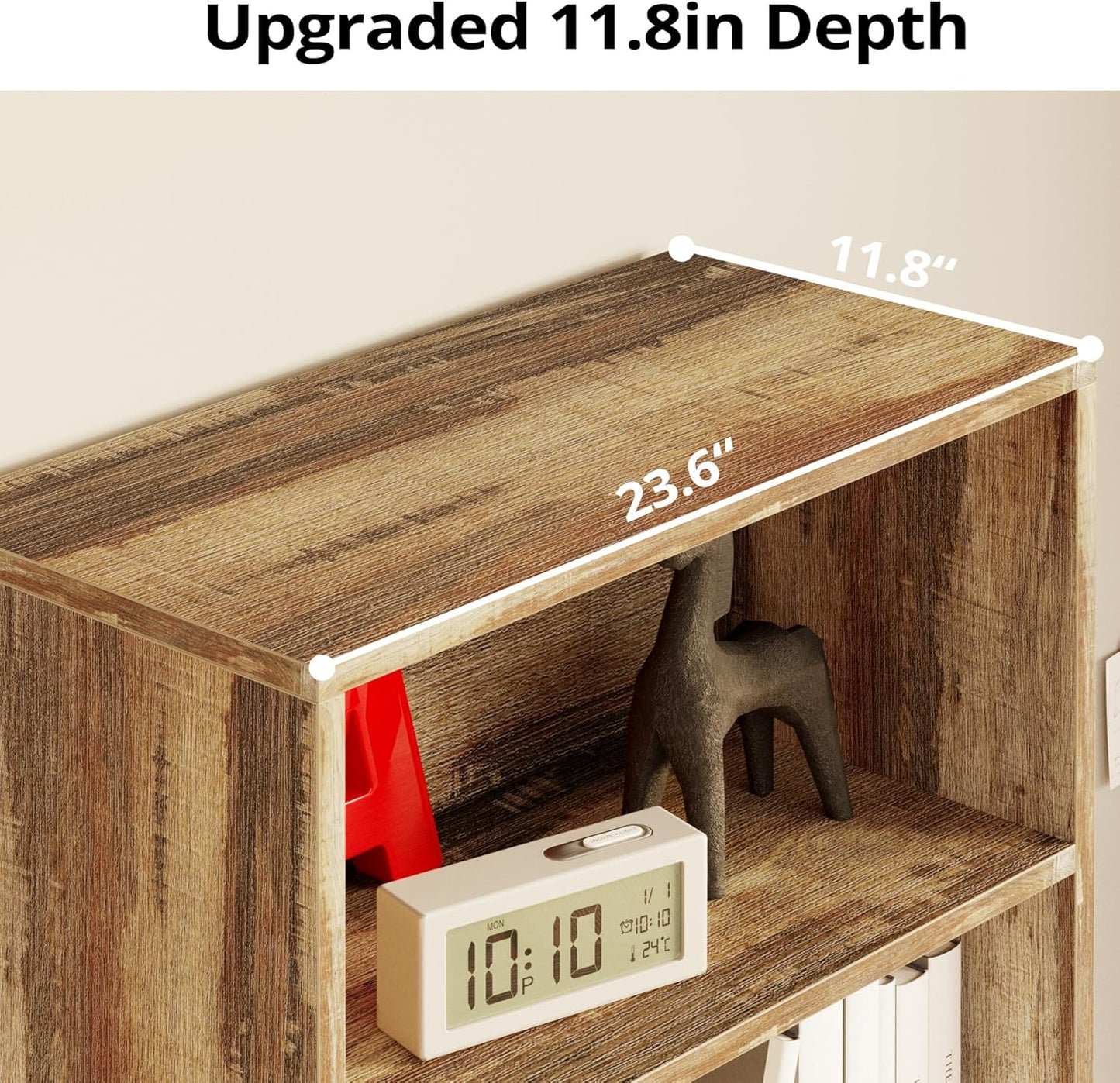 IRONCK Industrial Bookshelves and Bookcases with Doors 11.8 in Depth Floor Standing 5 Shelf Display Storage Shelves Bookcase Home Decor Furniture for Home, Office, Living Room, Bedroom