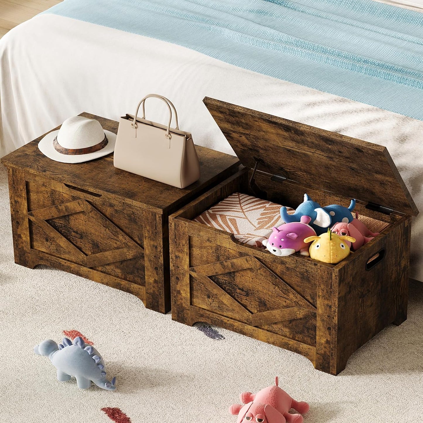 GarveeHome 23.6" Storage Chest, Wooden Storage Bench with Safety Hinge, Easy Assembly, Large Toy Chest for Entryway, Living Room, Bedroom