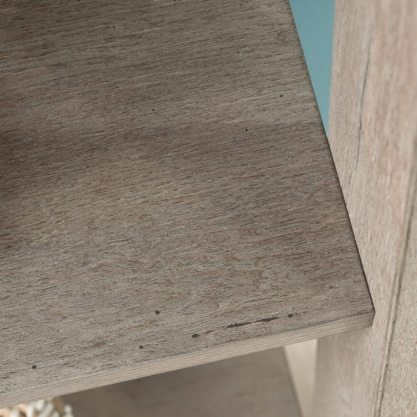 Sauder Ladder Bookshelf 5 Tier Trestle Ladder Shelf Wooden Bookcase, in Mystic Oak