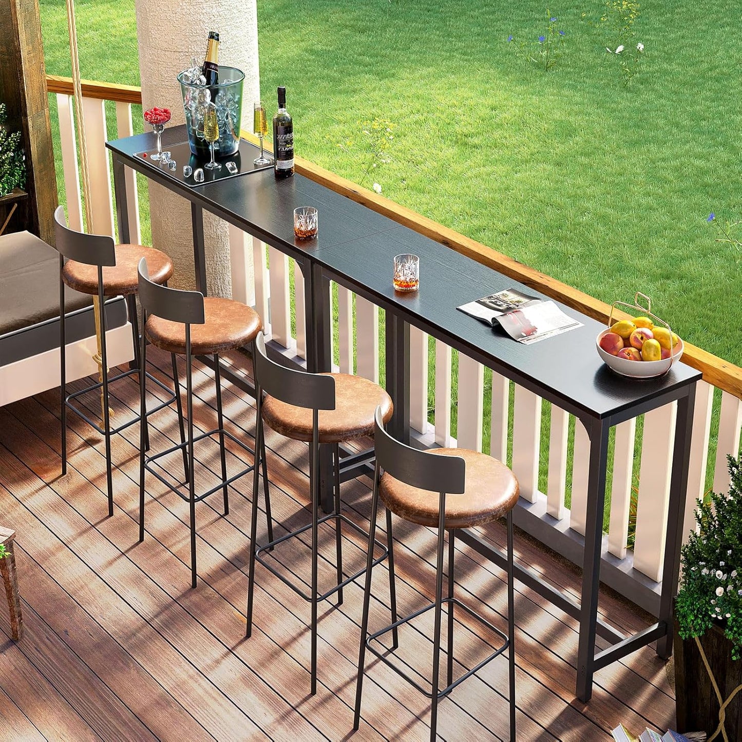 ODK 55 Inch Bar Table, Bar Height Pub Table, Counter Height Bar Table, Rectangular High Top Kitchen & Dining Counter Tables with Sturdy Legs & Easy-to-Clean Top, Indoor use, Black