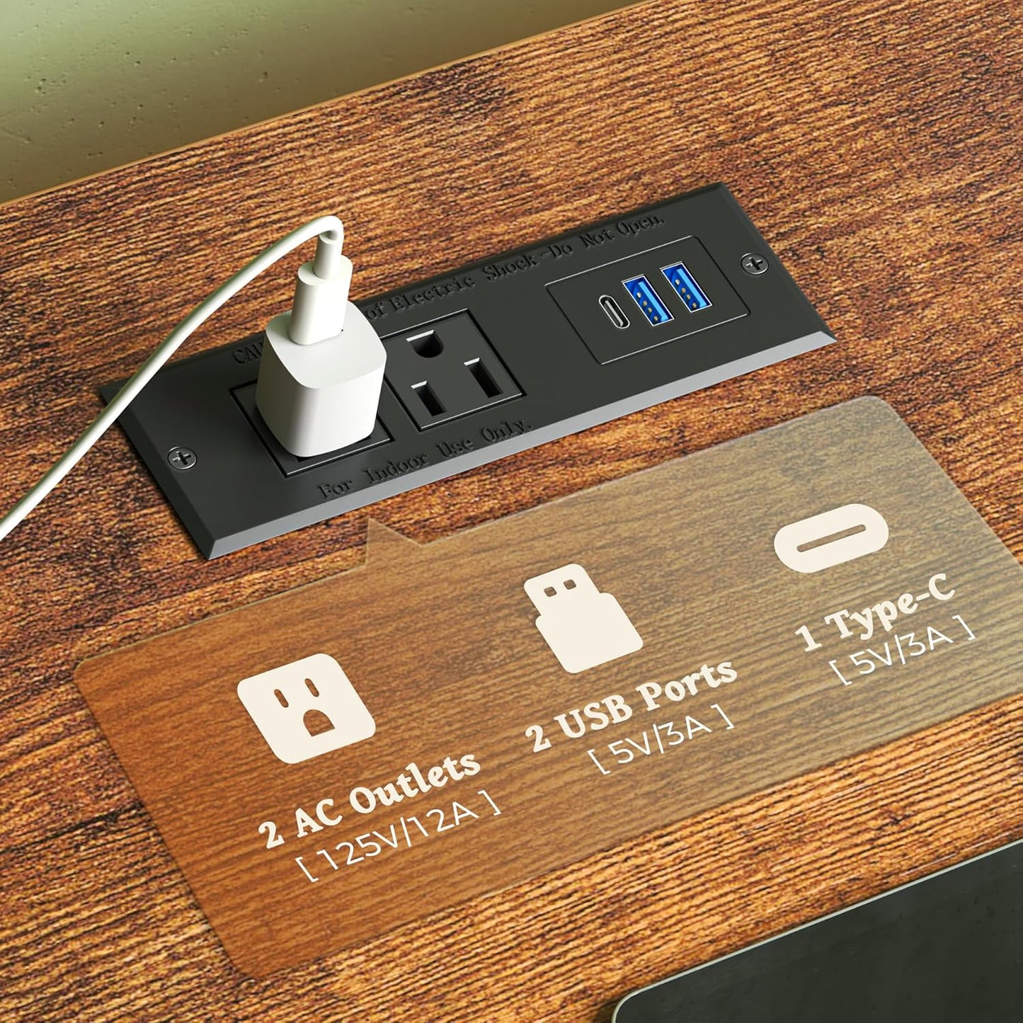 Huuger TV Stand Dresser with Power Outlets and LED Lights, 7 Drawers, 47 Inch Console, Rustic Brown and Black