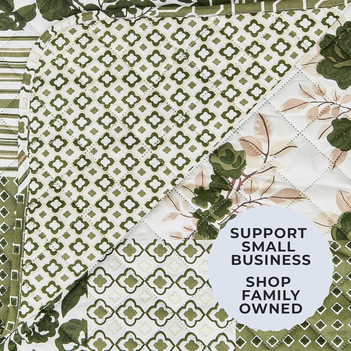 Great Bay Home Reversible Patchwork Loveseat Cover - Washable Slipcover Furniture Protector with Elastic Straps - Couch Cover for Dogs, Kids, and Pets - Box-Stitched Detail (Loveseat, Olive/Brown)