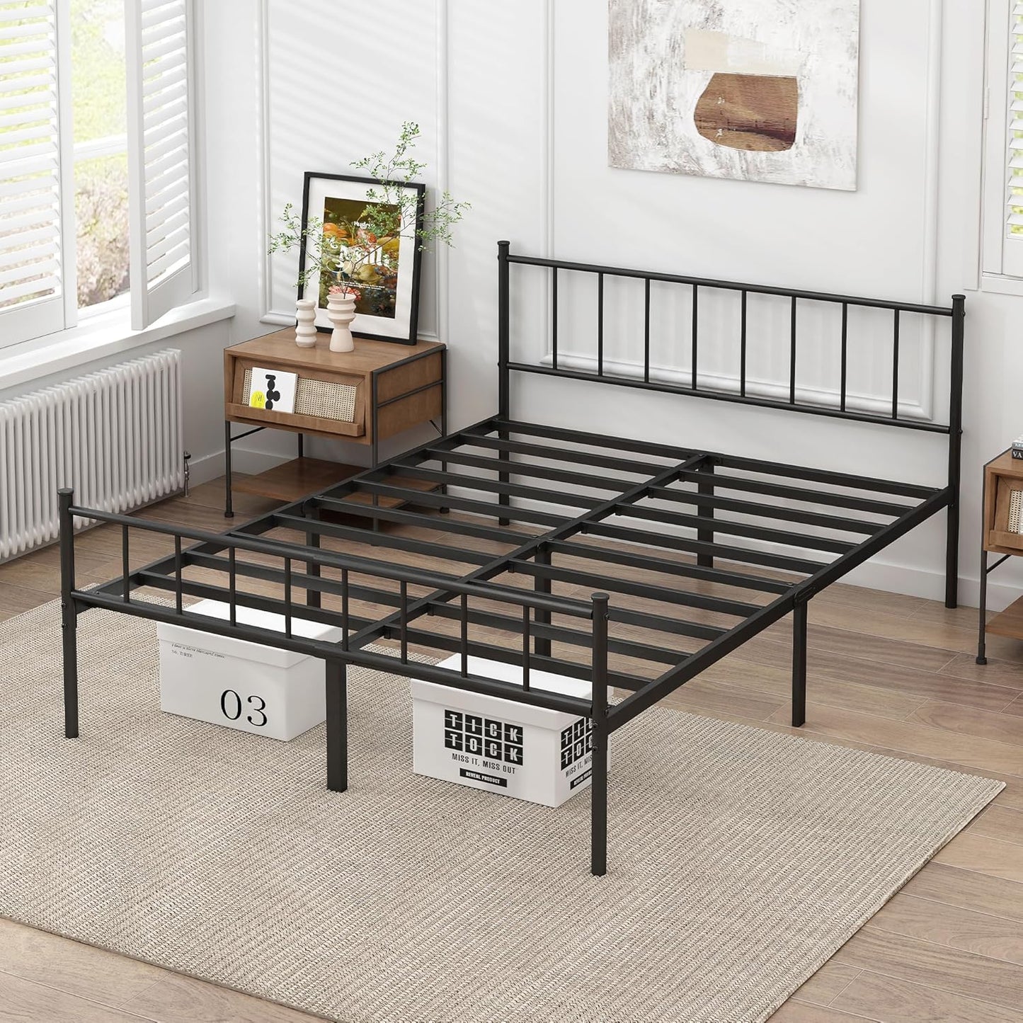 Full Bed Frame-Classic Metal Platform Bed Frame,Mattress Foundation with Steel Slat Support,Under Foundation Storage,No Box Spring Needed, Easy Assembly, Full Size