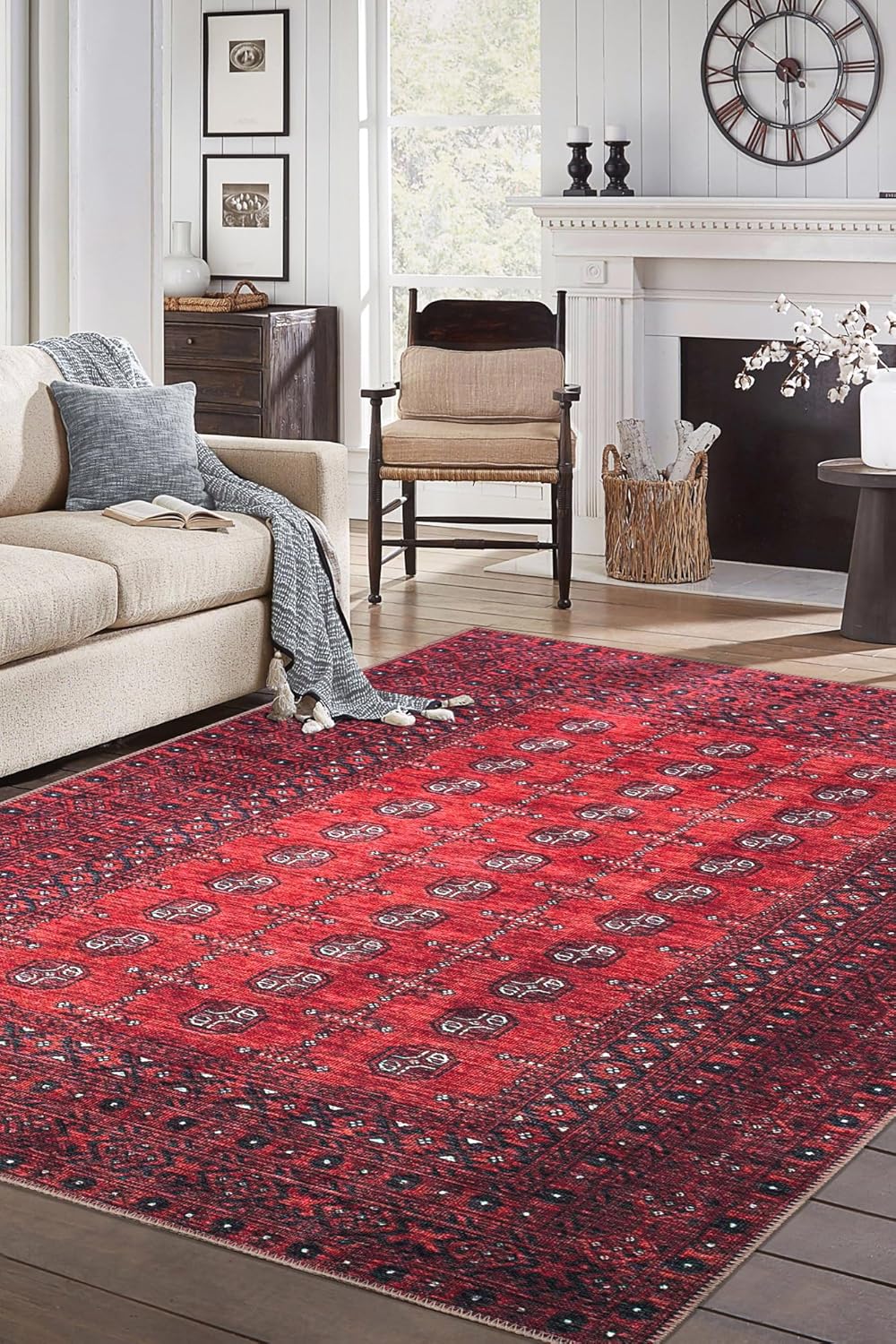 Keen Home Design 4x6 Rug - Machine Washable Area Rug with Non-Slip Backing, Ideal for Living Room, Dining Room, Bedroom - Vintage, Easy Clean, Durable, Low Pile Rug - (4' x 6')