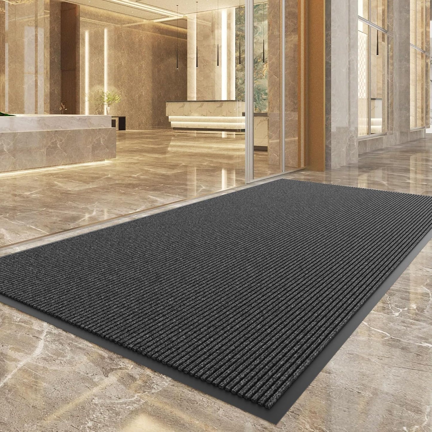 Durable Front Door Mat, Heavy Duty Indoor Outdoor Doormat, 60” x 36” Low Profile Outdoor Mats for Home Entrance, Stain and Fade Resistant Shoe Scraper Mat, Ideal for High Traffic Area