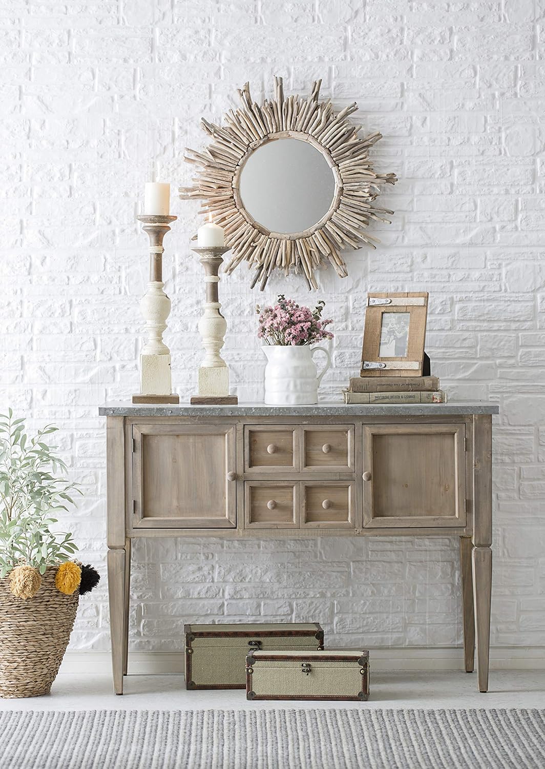 Creative Co-Op Driftwood Sunburst Mirror