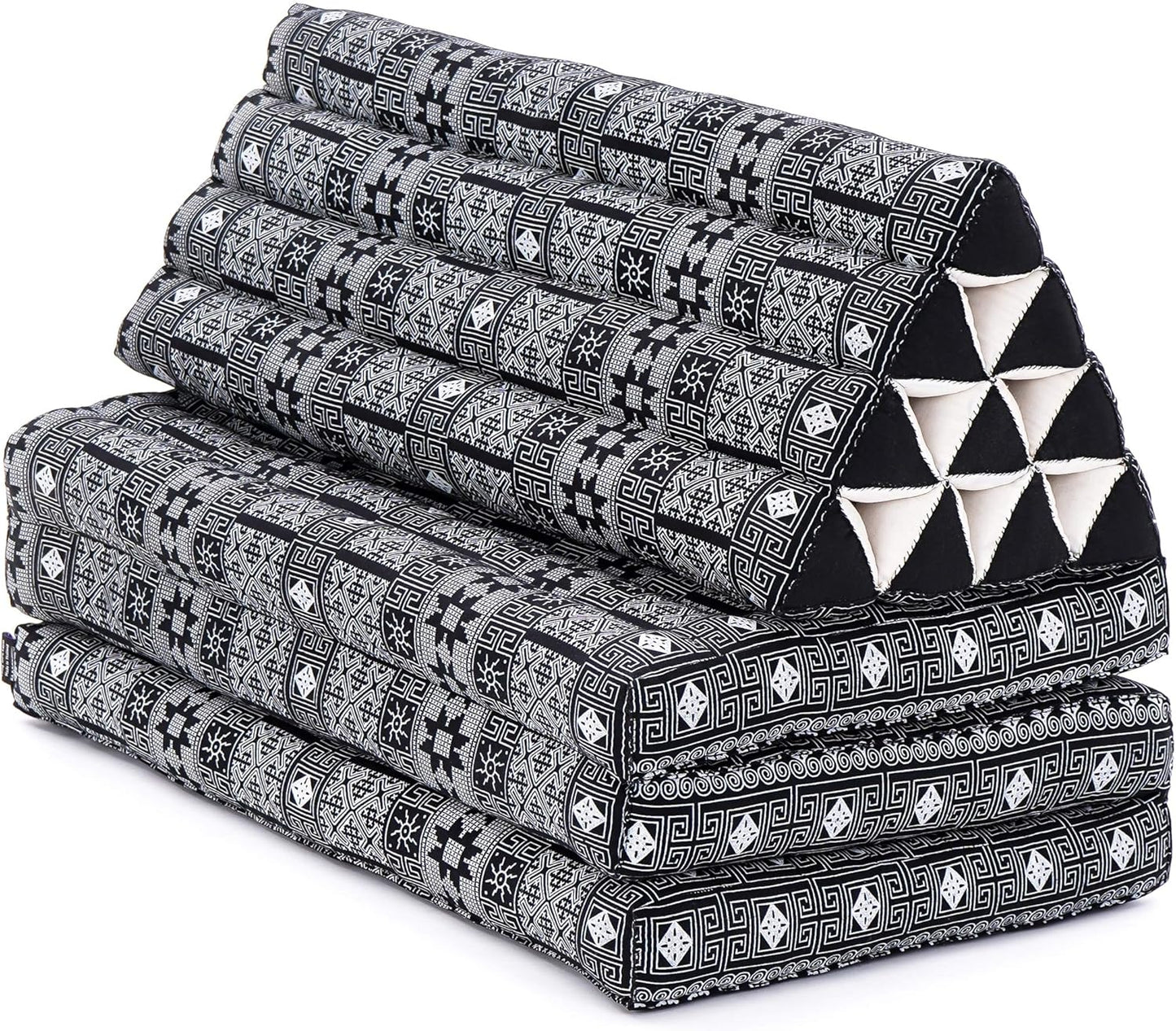 Leewadee 3-Fold Mat XXL with Triangle Cushion – Firm TV Pillow, Foldable Mattress with Cushion Made of Eco-Friendly Kapok, 67 x 31 inches, Black