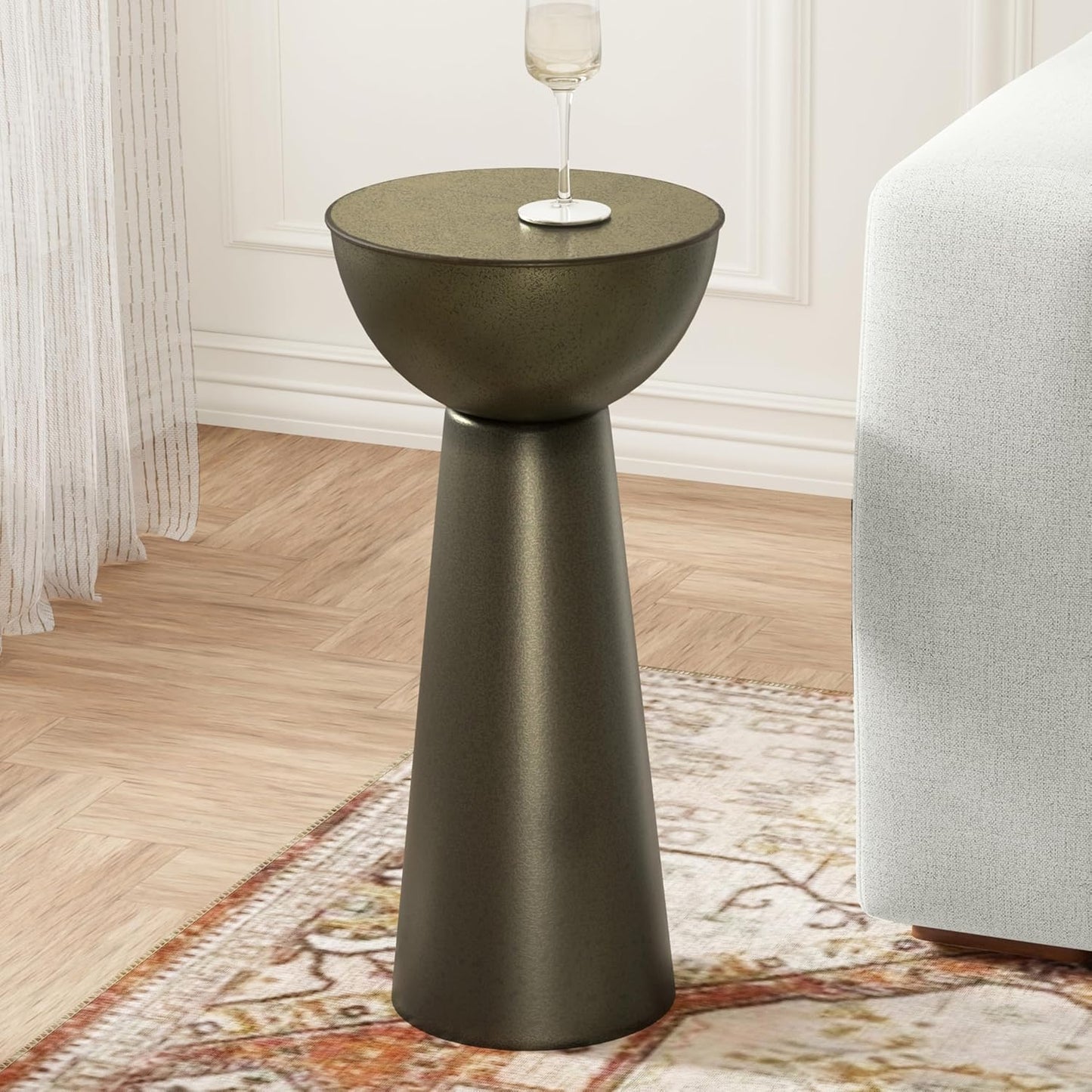 SIMPLIHOME Surrey Contemporary Modern 12 inch Wide Metal Side Table in Antique Gold, Fully Assembled for The Living Room and Bedroom