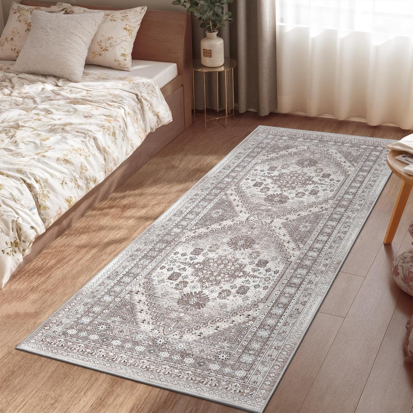 zesthome 2x6 Runner Rug for Hallways, Machine Washable Rug, Non Slip Vintage Low Pile Runners, Stain Resistant Runners for Entryway, Kitchen, Bathroom, Laundry Room, Corridor