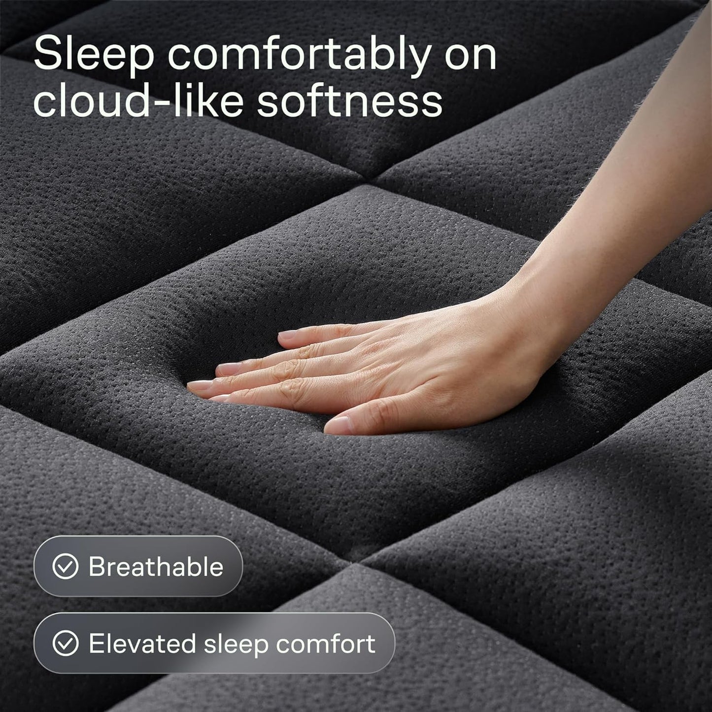 Ultra Soft Twin Size Mattress Topper - Viscose Made from Bamboo Pillow Top Mattress Pad for Back Pain Relief - Naturally Cooling for Hot Sleepers, Black