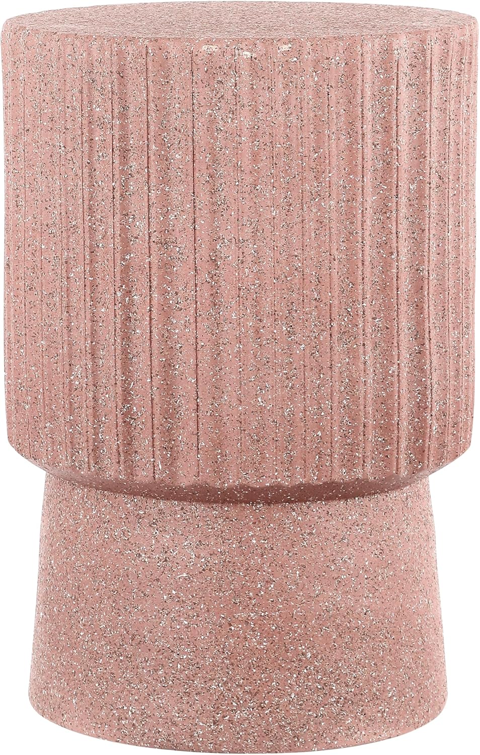 JONATHAN Y TBL1102C Louisa 19" Modern Art Deco Tambour Indoor/Outdoor Accent Table Art Deco, Minimalist, Contemporary, Bohemian, Mid-Century, Patio, Garden, Bathroom, Living Room, Pink Terrazzo Finish