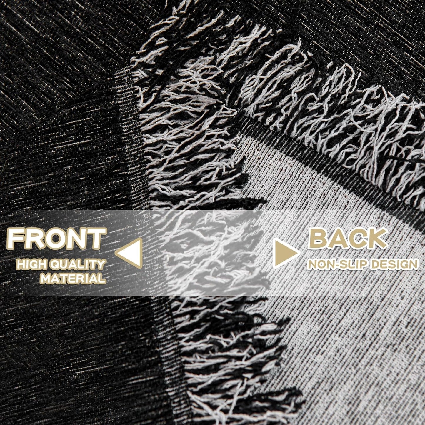 MYSKY HOME Chair Couch Covers Sectional Couch Covers for Pet Sofa Covers Non Slip Soft Couch Sofa Cover, Washable Furniture Protector Sofa Slipcover with Tassel Sofa Throws Living Room, 71"x91", Black