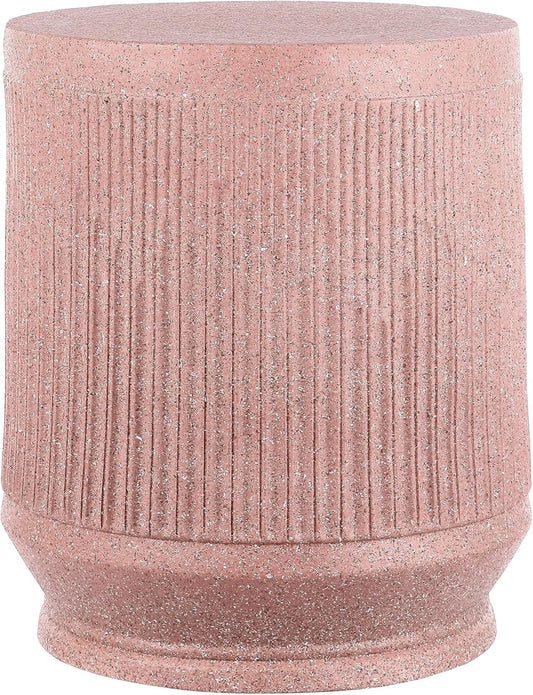 JONATHAN Y TBL1103B Kline 17.5" Mid-Century Modern Brutalist Indoor/Outdoor Accent Table Art Deco, Minimalist, Contemporary, Patio, Garden, Bathroom, Living Room, Pink Terrazzo Finish