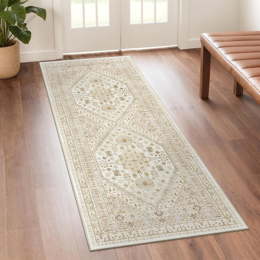 zesthome Runner Rug 2x5 - Stain Resistant Machine Washable Rug, Non Slip Vintage Hallway Runner Rugs, Low Pile Lightweight Runners for Kitchen, Entryway and Corridor