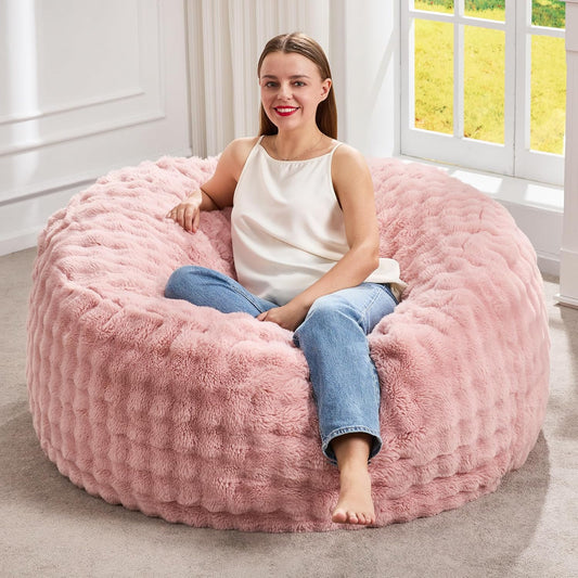 Hobestluk Bean Bag Chairs Beanbag Chair with Filler Adult Bean Bags with Fluffy & Machine Washable Cover, Giant Bean Bag Chairs for Adults (Pink, 3FT-36" x 36" x 22")