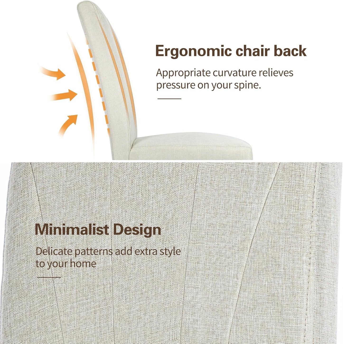 VECELO Upholstered Dining Chairs Set of 4, Modern Fabric and High Back & Solid Wood Legs, Parsons for Kitchen/Living Room- Beige