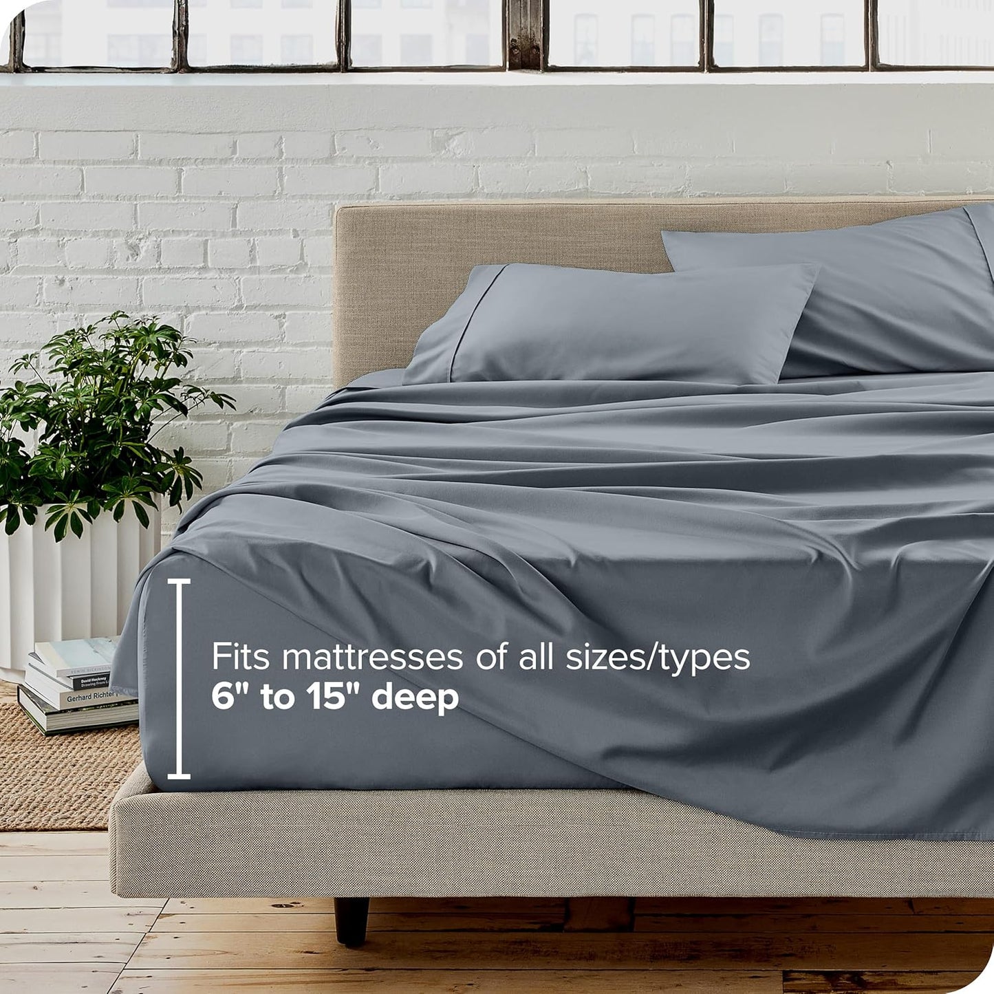 Bare Home Full Extra Long Sheet Set - 1800 Ultra-Soft Microfiber Full XL Bed Sheets - Double Brushed - Deep Pockets - Easy Fit - 4 Piece Set - Bed Sheets (Full XL, Steel Blue)