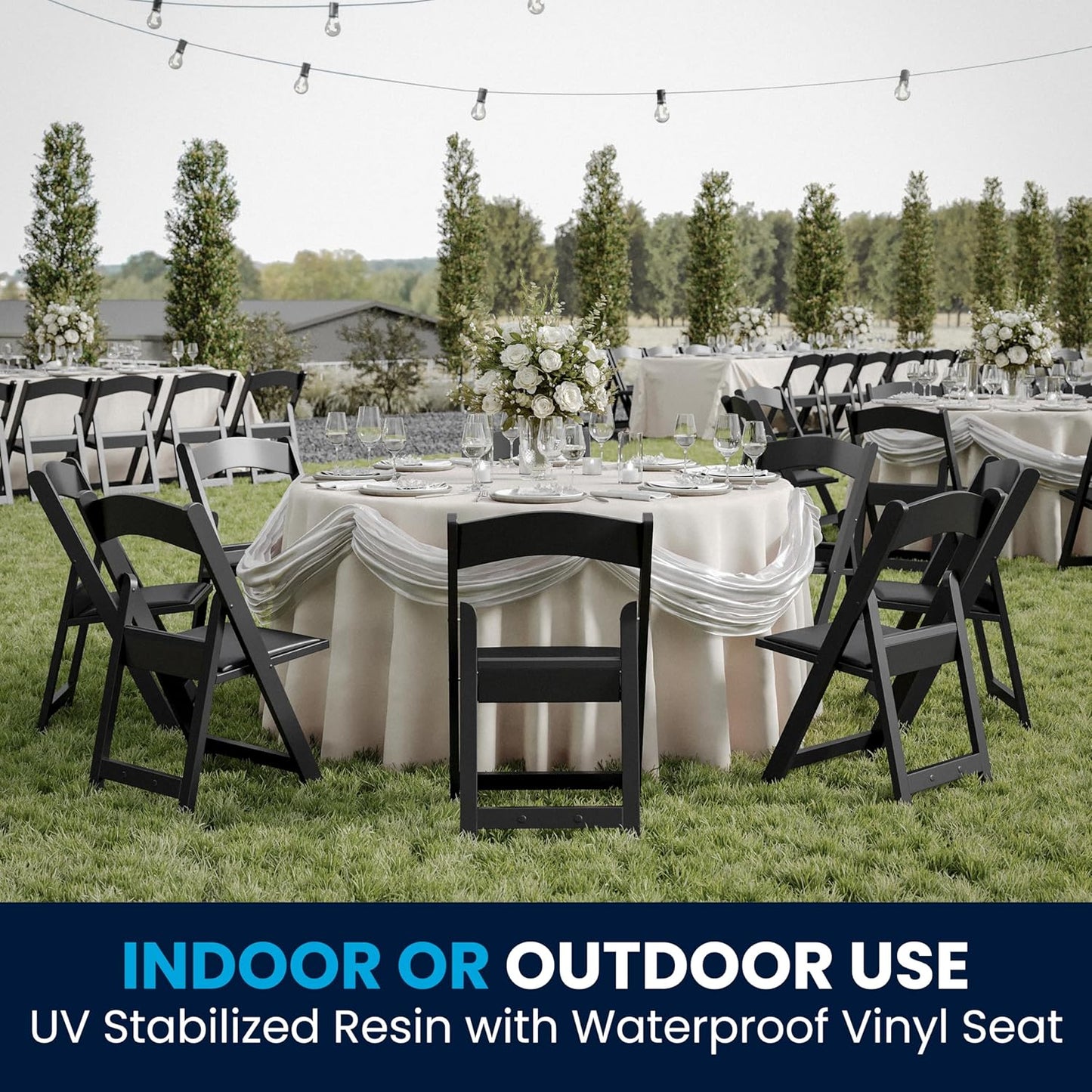 Flash Furniture Hercules Series Folding Chair - Black Resin - 2 Pack 800LB Weight Capacity Comfortable Event Chair - Light Weight Folding Chair