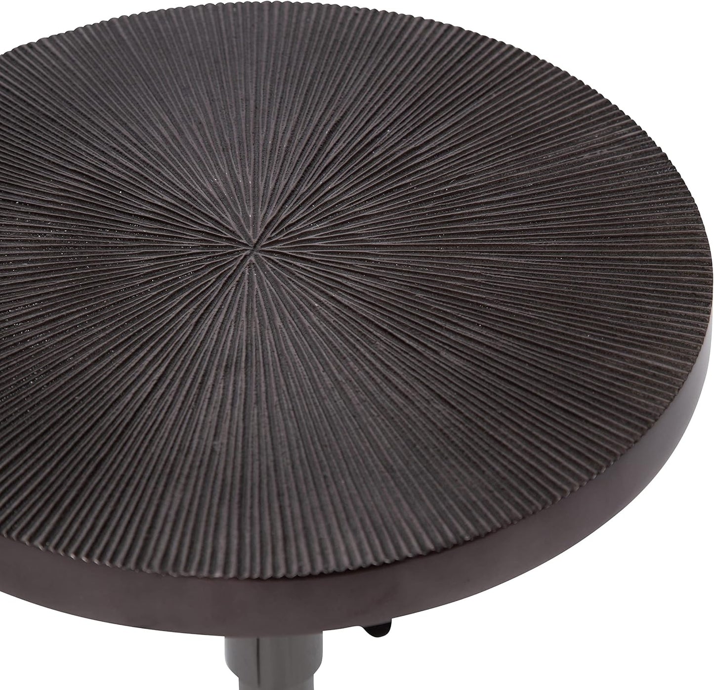 Kate and Laurel Engles Transitional Adjustable-Height Pedestal Drink Table; 10 x 10 x 30; Gray Gunmetal; Vintage Round Indoor Metal Plant Stand with Embossed Sunburst Pattern