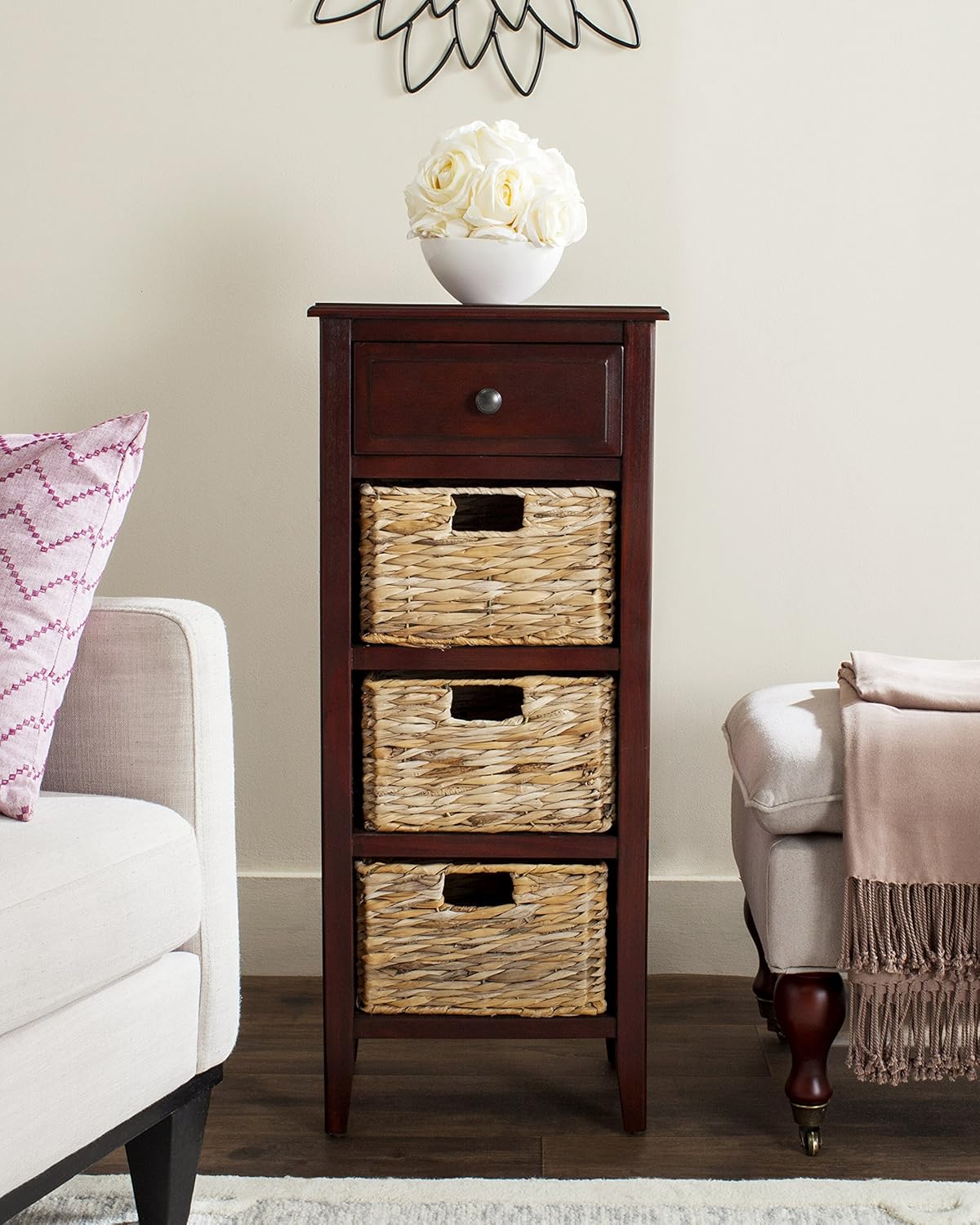 Safavieh American Homes Collection Michaela Cherry Side Table, 15" x 11.8" x 35.8",