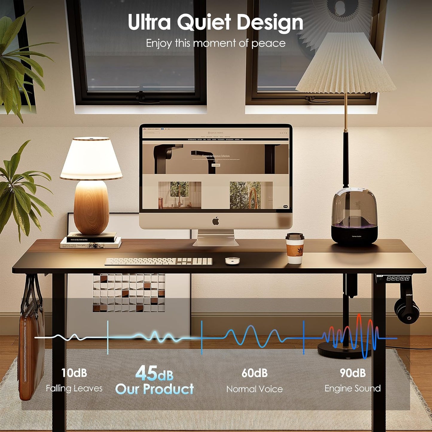 Monomi Electric Height Adjustable Standing Desk, 48x24 Inches, Ergonomic Home Office Sit/Stand Up Desk (Black Steel Frame/Black Top)