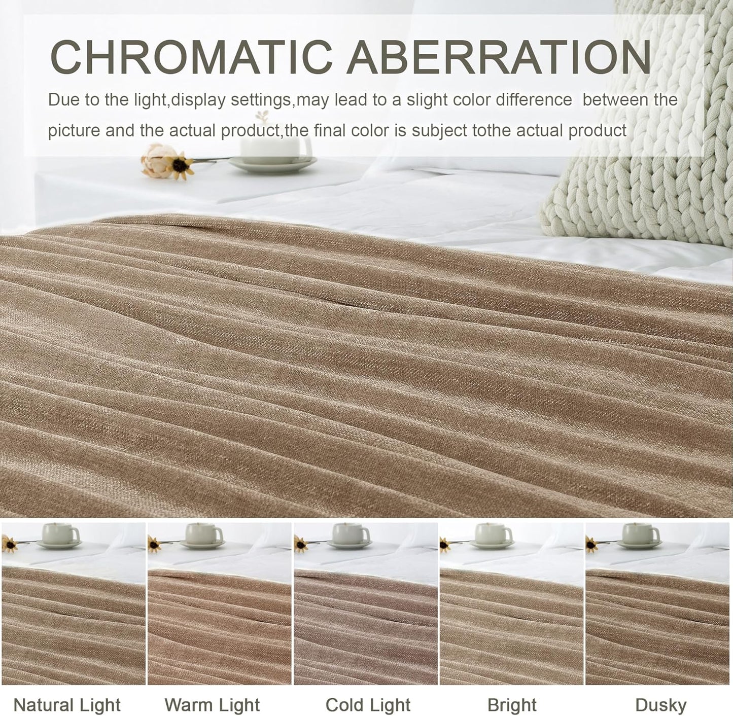 Chenille Throw Blanket for Couch 60"X 80" Twin, Soft Cozy Throws with Fringe Tassel for Bed Sofa Chair Cover, Lightweight Knitted Decorative Boho Blankets for Living Room, Taupe