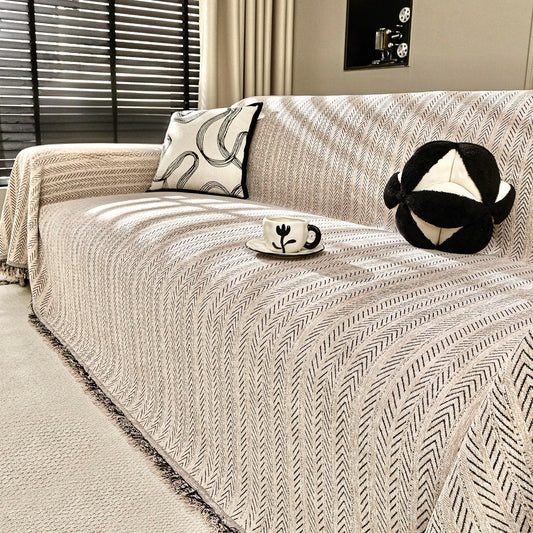 Nobildonna Sofa Cover Washable Soft Thicken Chenille Couch Cover with Tassel,Waterproof Sofa Slipcover for 3-4 Cushion Couch,Sectional Sofa,L-Shaped Furniture Protector Pet-Friendly,Brown 91"x134"