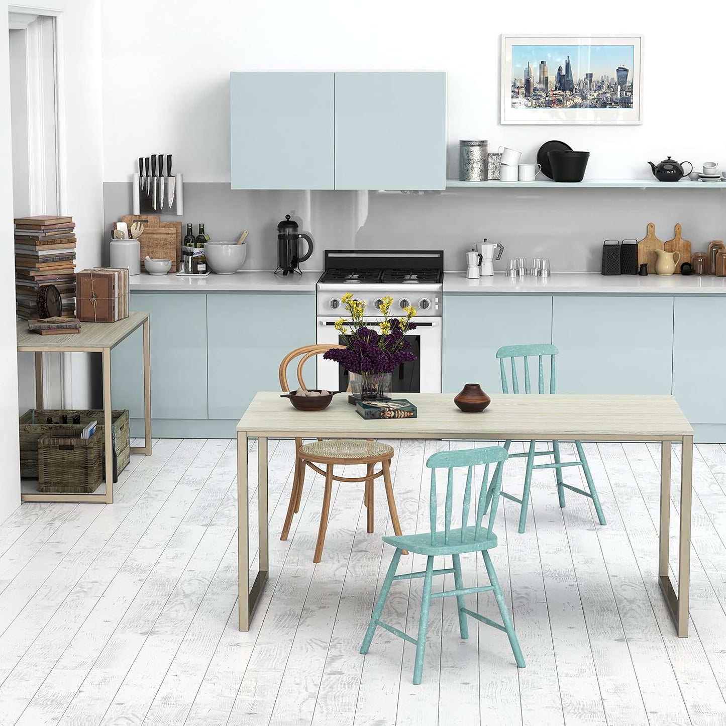 SHW Mission 55-Inch Home Office Computer Desk, Maple