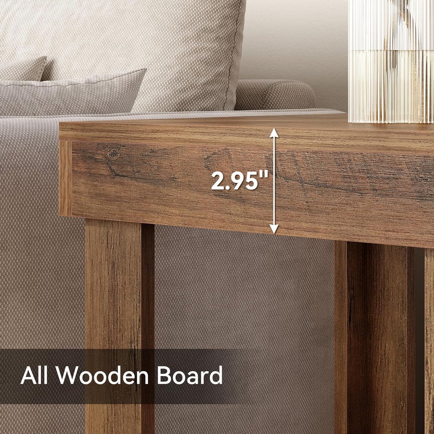 LITTLE TREE 2-Tier End Table, All Wooden Square Side Table with 2 Storage Shelves, Farmhouse Chairside Table Side End Table for Living Room, Small Bedside Table Nightstand for Bedroom, Natural Color