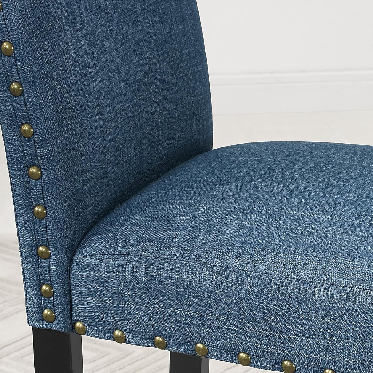 Biony Blue Fabric Counter Height Stools with Nailhead Trim, Set of 2