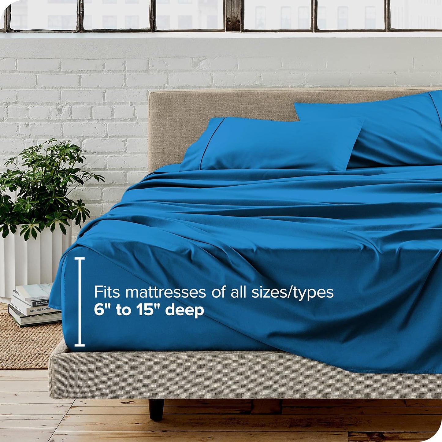 Bare Home Twin Sheet Set - 1800 Ultra-Soft Microfiber Twin Bed Sheets - Double Brushed - Deep Pockets - Easy Fit - Extra Soft - 3 Piece Set - Bedding Sheets & Pillowcases (Twin, Medium Blue)