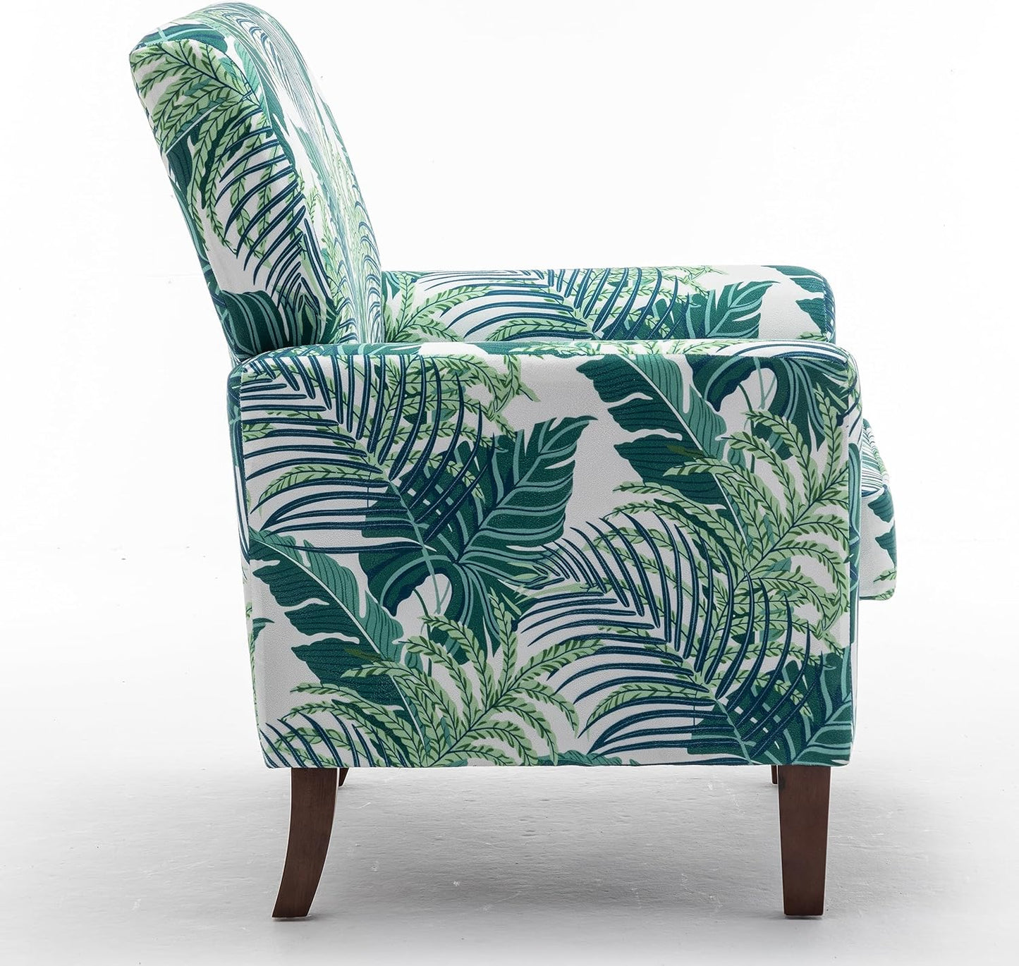 Container Furniture Direct Contemporary Accent Arm Chair with Birch Wood Frame and Velvet Upholstery, Armchair for Office and Living Room Decor, Removable Cushions, 01 Printed Fabric