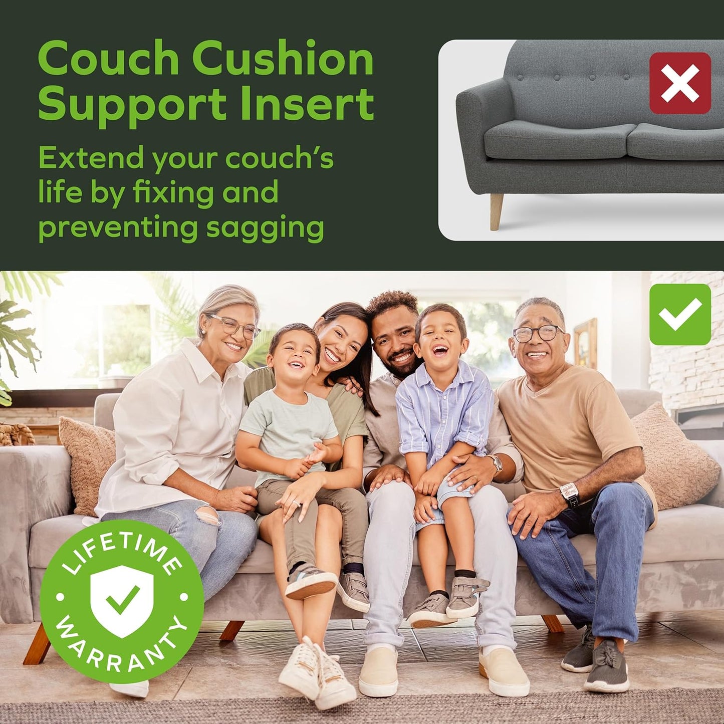 BEN'SHOME® Deep Couch Cushion Support for fix Sagging Seats - Heavy Duty Solid .5" Wood Sofa Support Board | Adjustable 68"-81" x 23" Under Cushion Insert | Non-Slip Furniture Saver | 400 LB Capacity