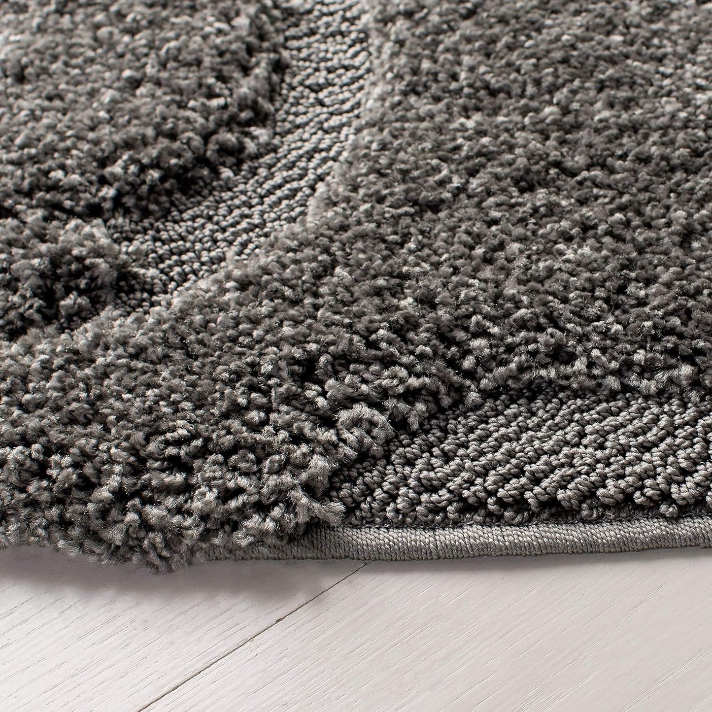 SAFAVIEH Florida Shag Collection Area Rug - 4' Round, Grey, Scroll Design, Non-Shedding & Easy Care, 1.2-inch Thick Ideal for High Traffic Areas in Living Room, Bedroom (SG455-8013)