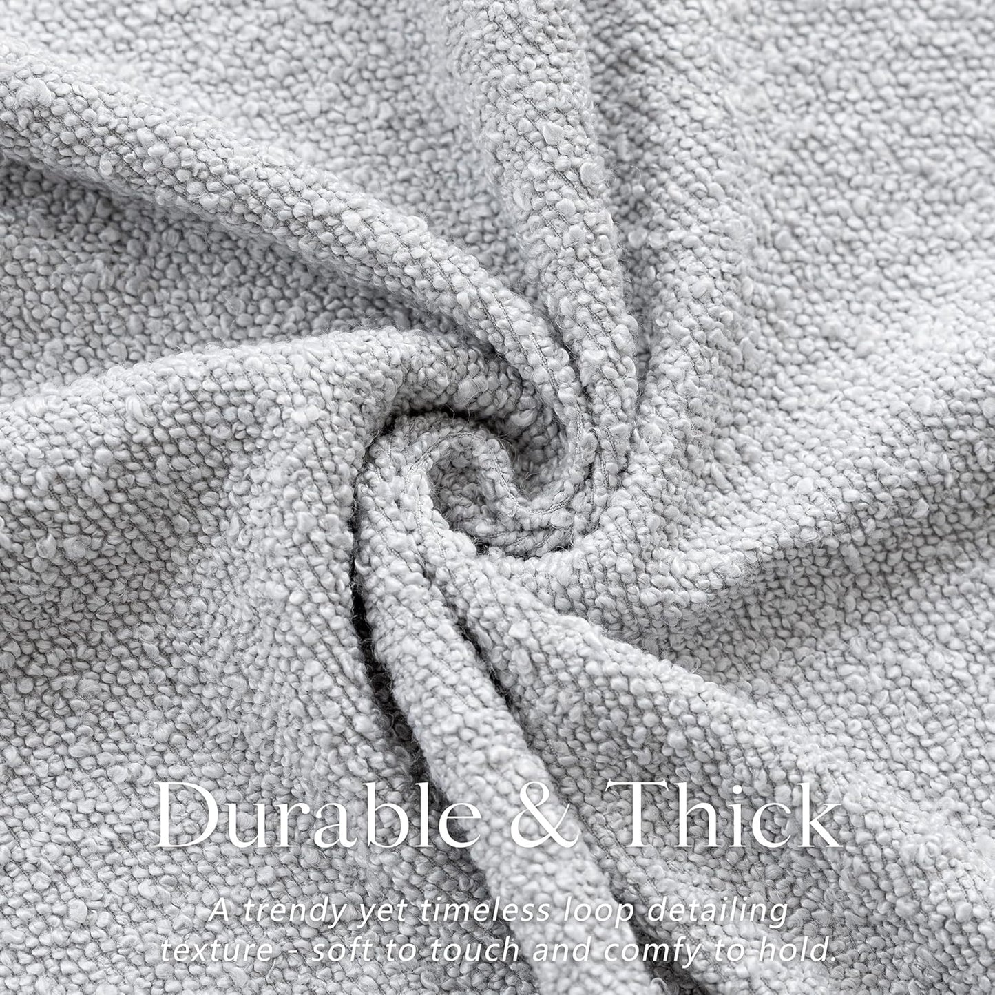 Foindtower Pack of 2, Decorative Textured Boucle Throw Pillow Covers Accent Solid Pillow Cases Cozy Soft Couch Cushion Case for Chair Sofa Bedroom Living Room Home Decor 22 x 22 Inch Light Grey