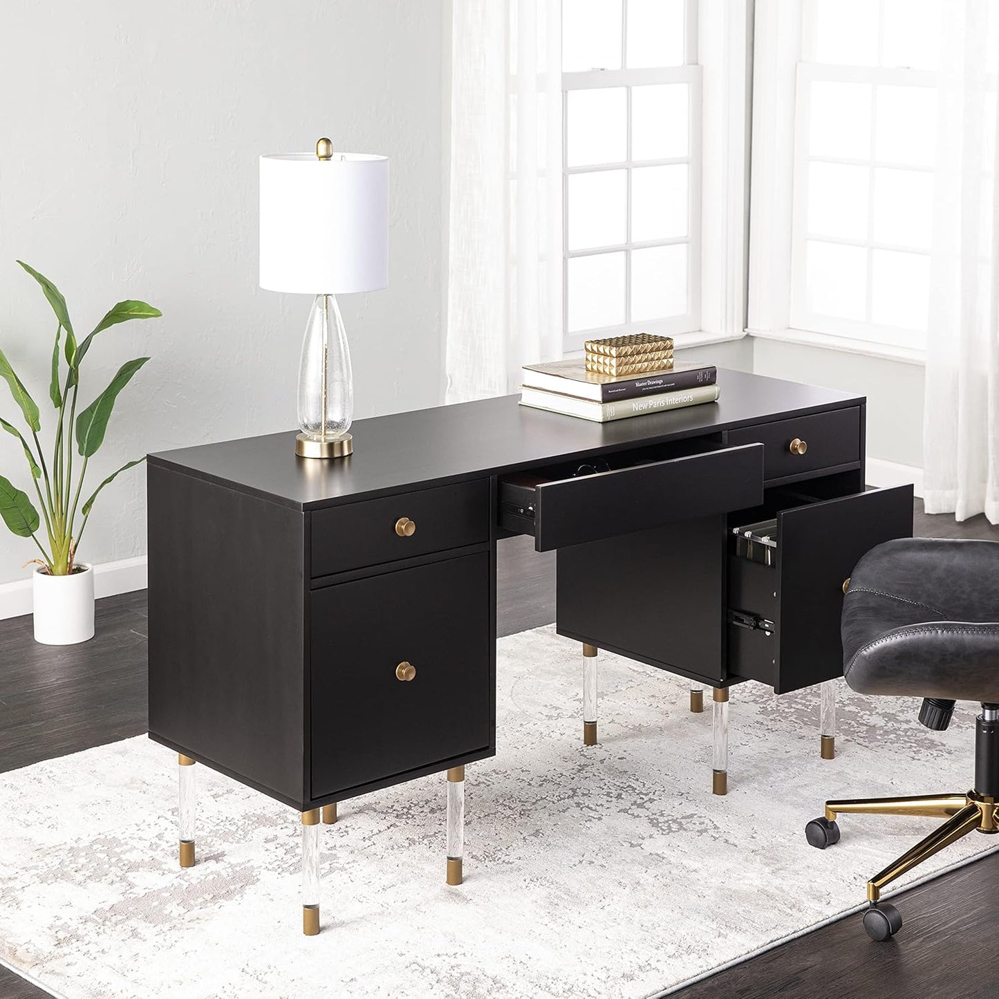 SEI Furniture Helston Desk, Black