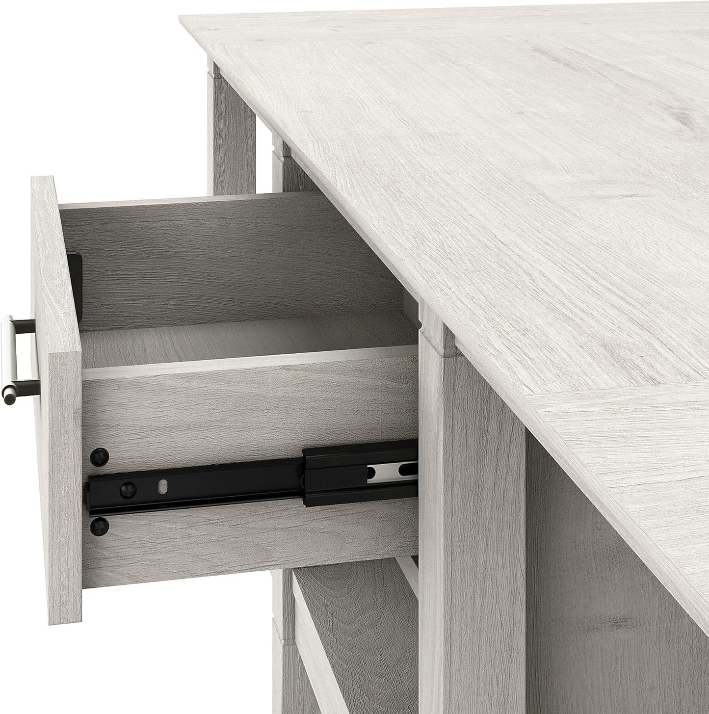 Bush Furniture Key West Coffee Table with Set of 2 End Tables in Linen White Oak