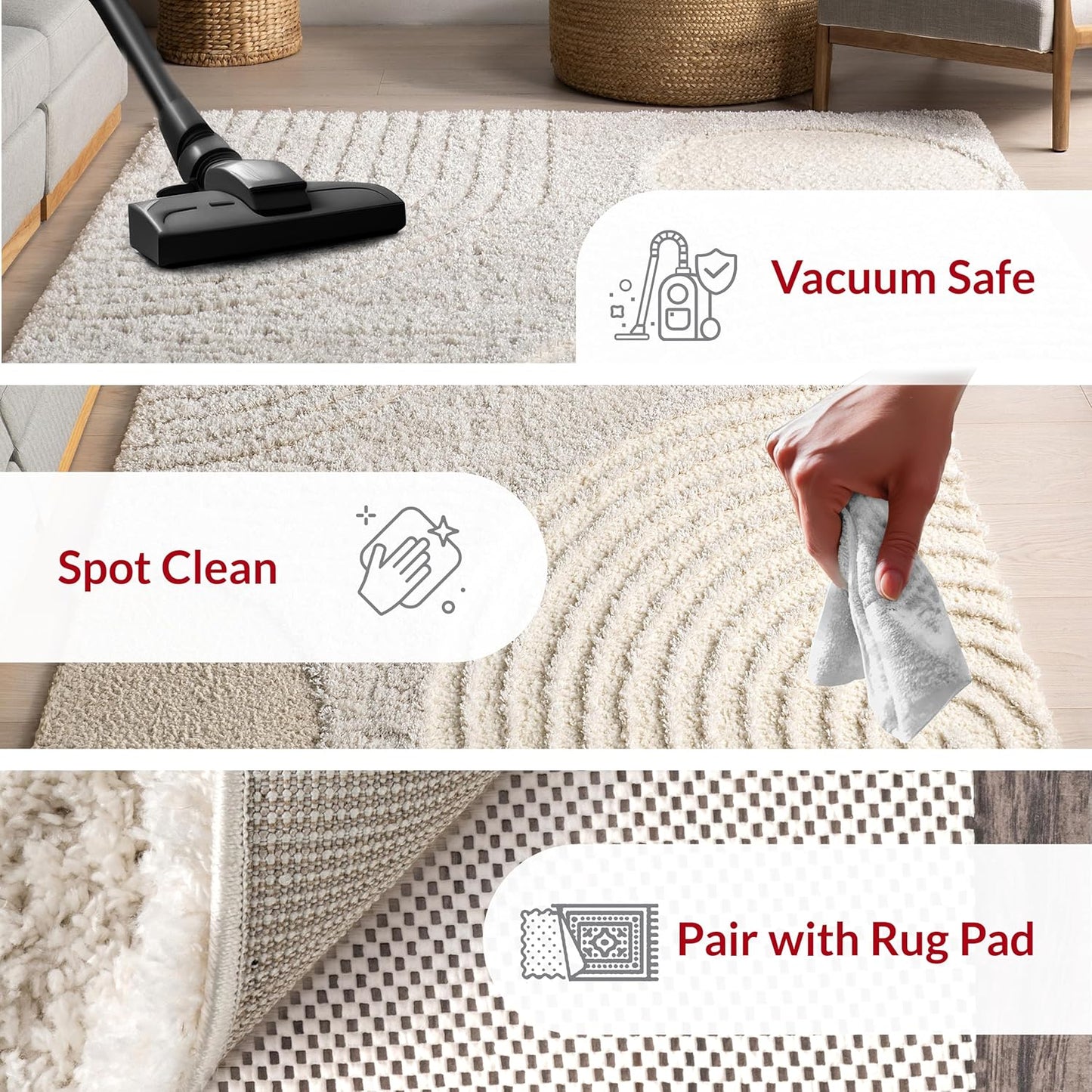 nuLOOM Gloria Abstract Shag Area Rug, 8x10, Beige