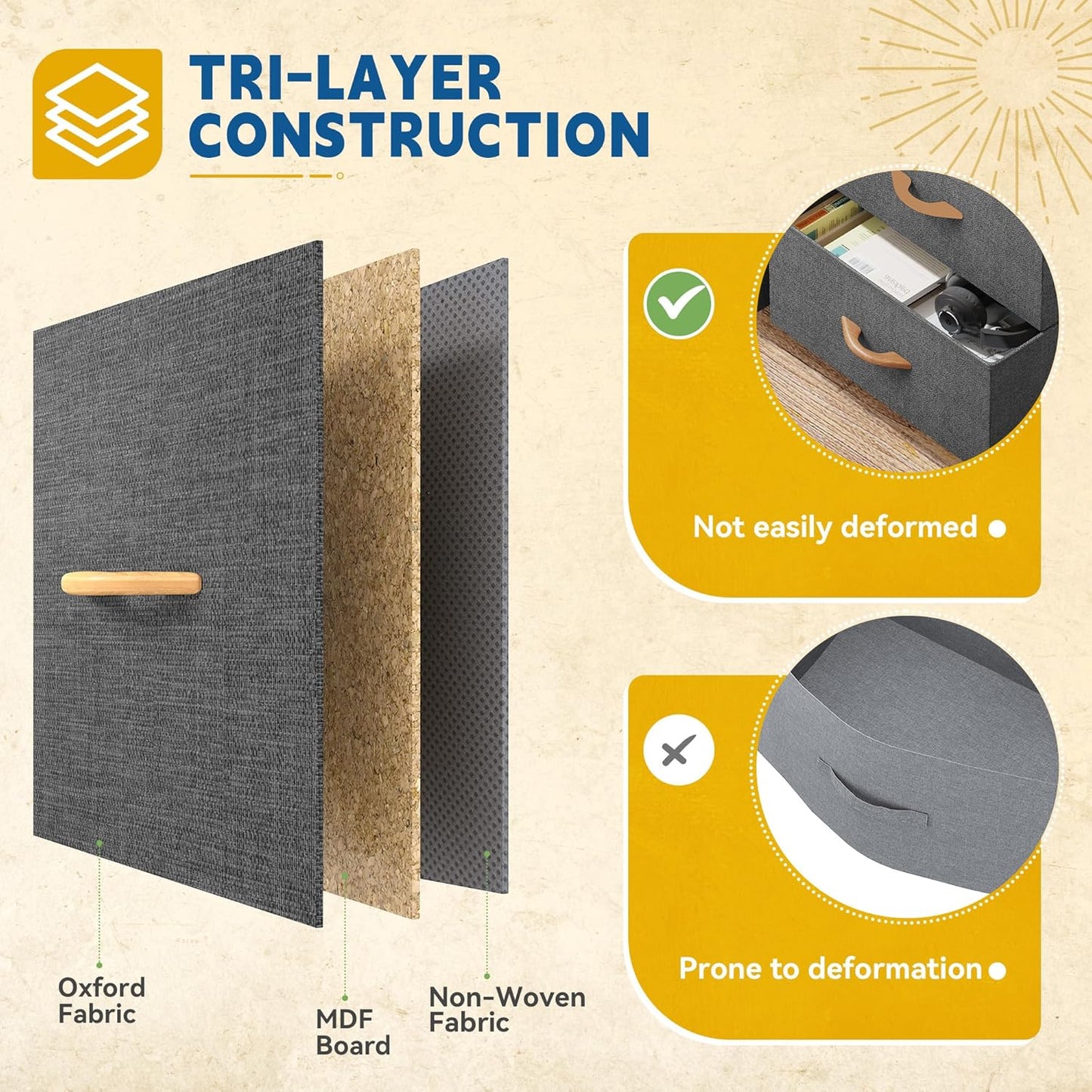 DWVO Dresser for Room with 5 Drawers - Fabric Storage Tower, Long Fabric Dresser, Organizer Unit for Closet, Hallway