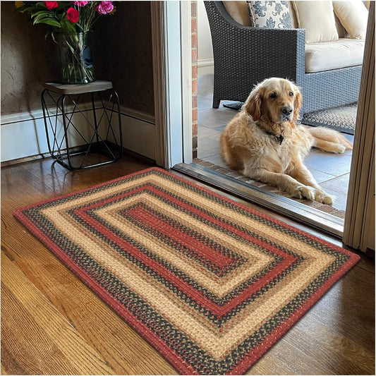 Highland Multi Color Jute Braided Rugs, 20x30 Rectangle - Warm Country and Cabin Decor, Perfect for Laundry Rooms, Bathrooms and Entryways - Durable and Easy to Clean