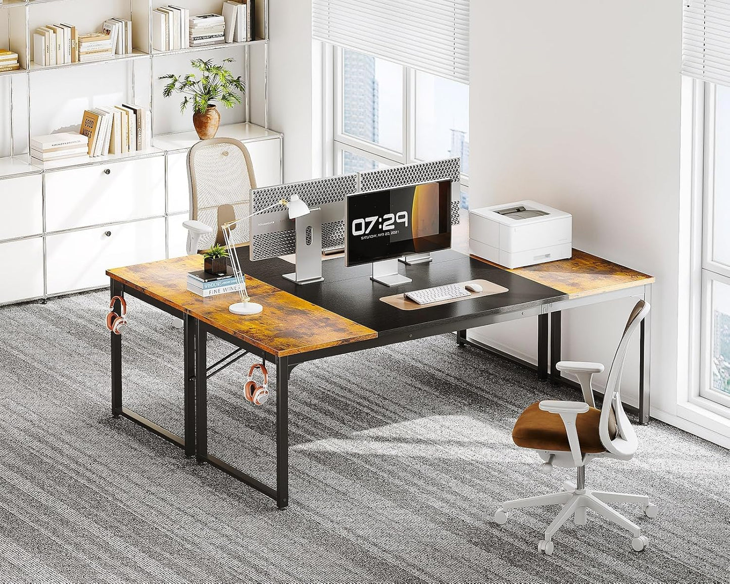 Coleshome 71 Inch Computer Desk, Modern Simple Style Desk for Home Office, Study Student Writing Desk, Vintage and Black