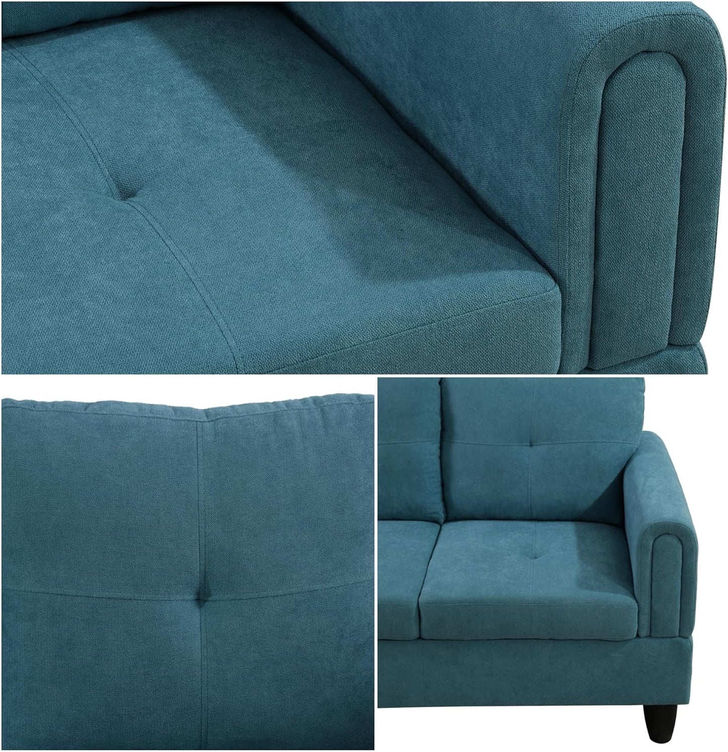 L Shaped Sectional Sofa with Ottoman, Modern Couches for Living Room, Microfiber Facing, Bedroom, Office