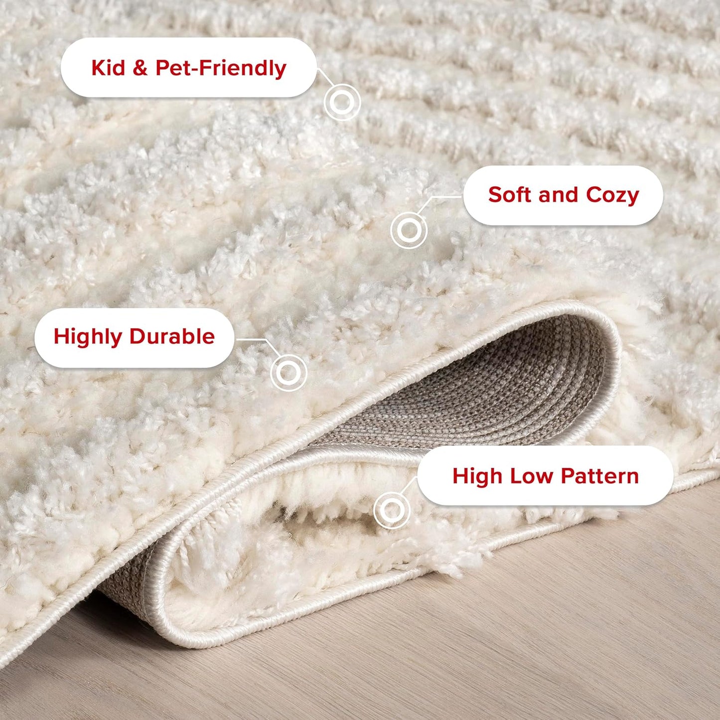 nuLOOM Gloria Abstract Shag Area Rug, 8' Round, Beige