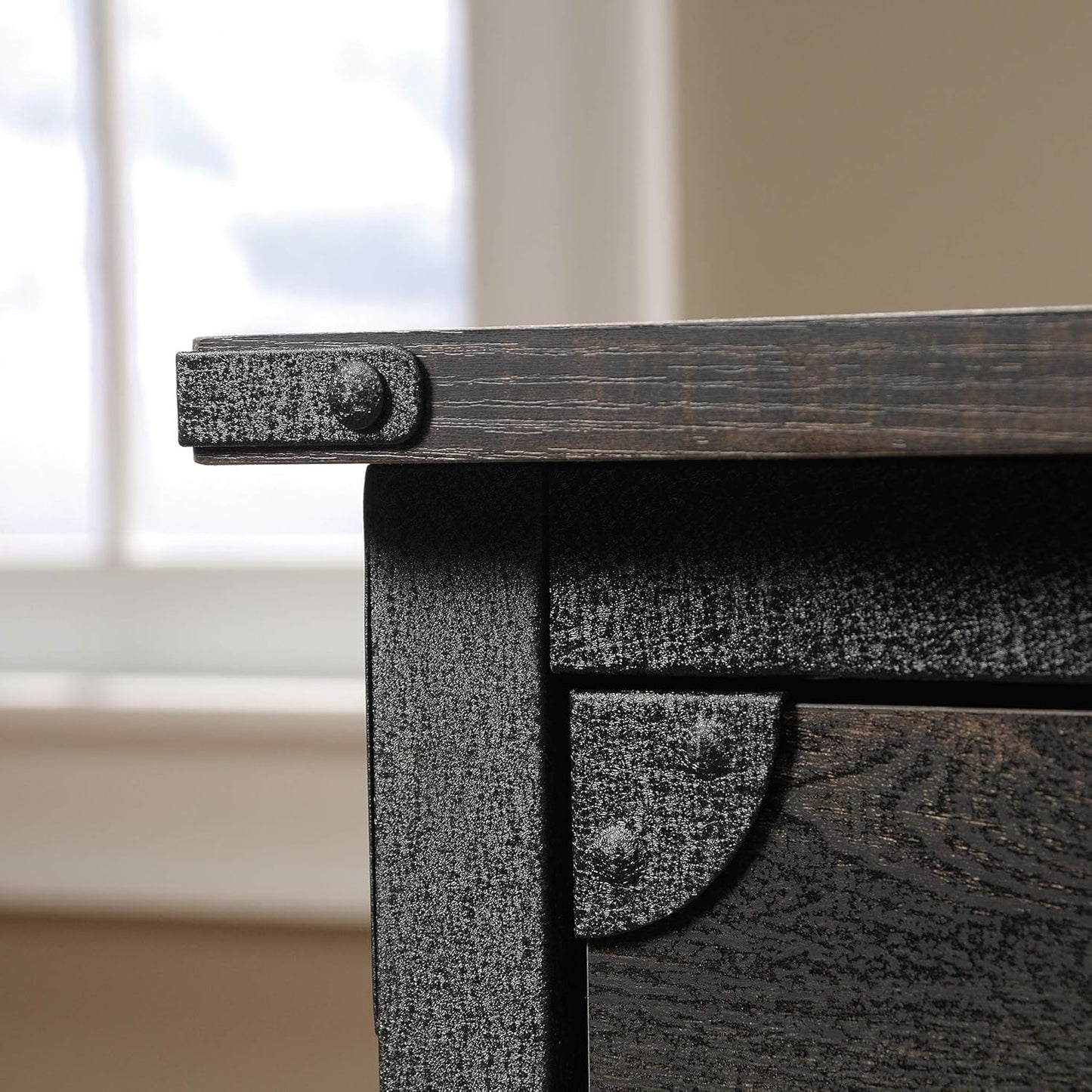 Sauder Steel River File Pedestal, L: 20.87" x W: 23.86" x H: 26.58", Carbon Oak Finish