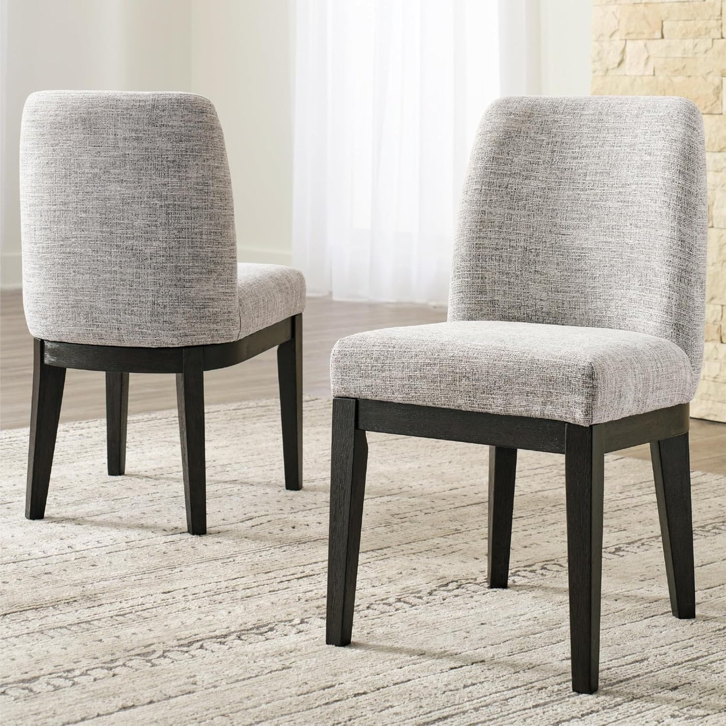 Signature Design by Ashley Burkhaus Traditional Upholstered Dining Chair, Set of 2, Dark Brown